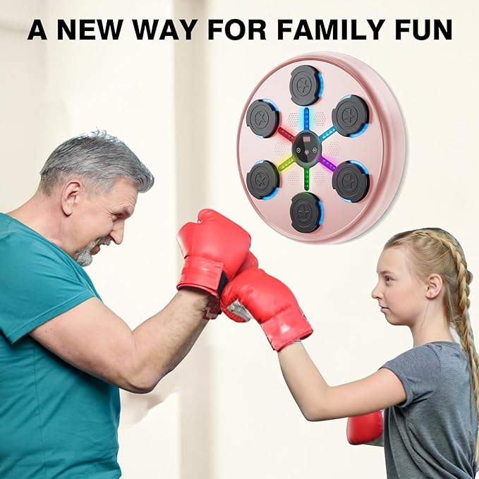 Music Boxing Machine, 2025 Upgrade Boxing Music Workout Machine for Adults Women Kids, Smart Bluetooth Boxing Music Trainer, Wall Mounted Musical Punching Pad, Boxing Machine with Gloves and Headband