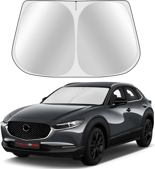 Custom Fit Windshield Sun Shade for Mazda 3 2019-2025 - Full Coverage, 210T Reflective Fabric, Double-Layer Design - Blocks 99% UV Rays, Keeps Car Cool, Easy to Install and Store