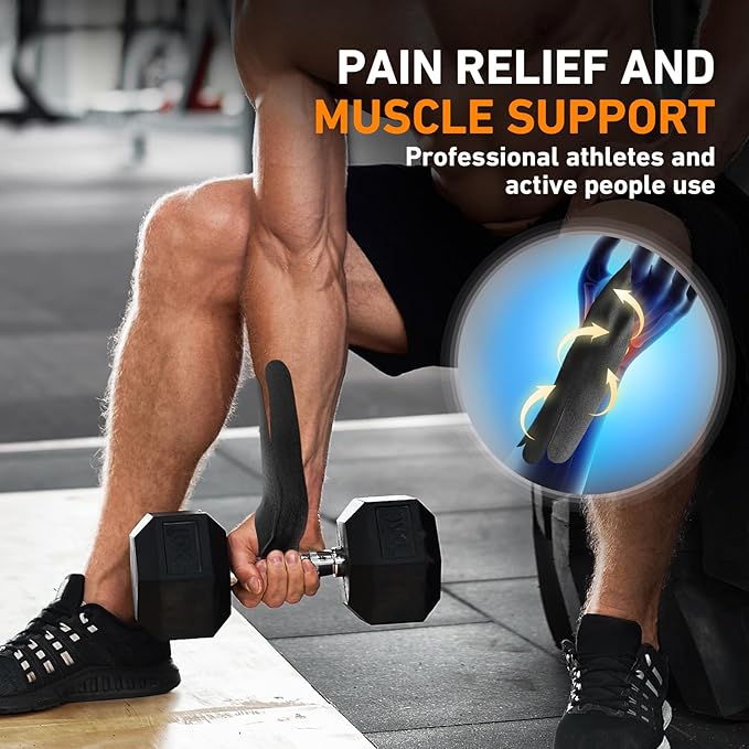 12 Count Kinesiology Tape for Thumb, Pre-Cut Waterproof KTquick Thumb Tape for Thumb Pain Relief Pre Cut, Original Cotton Athletic Tape, Durable Thumb Tape for Sports and Long-Lasting Support (Black)