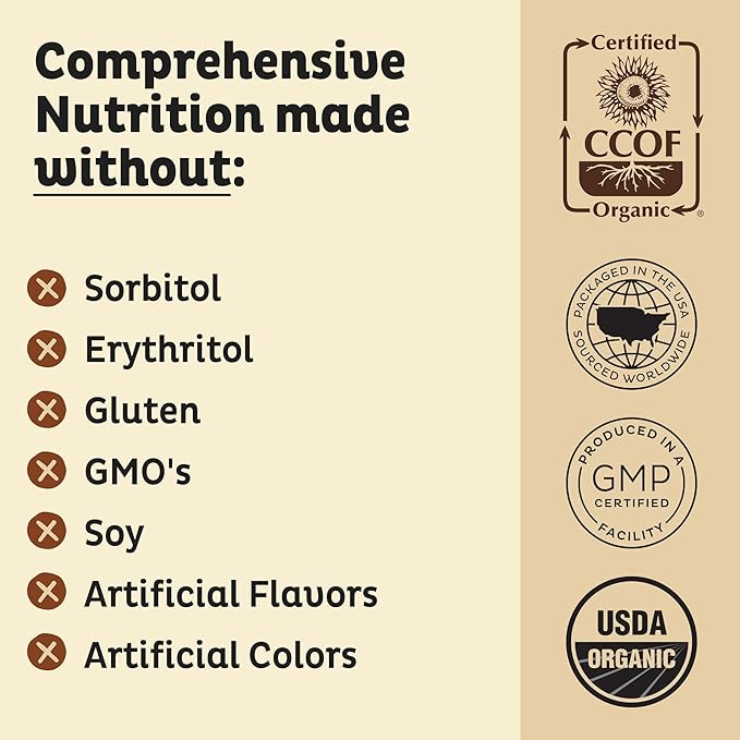 KOS Vegan Protein Powder Erythritol Free, Vanilla USDA Organic - Pea Protein Blend, Plant Based Superfood Rich in Vitamins & Minerals - Keto, Dairy Free - Meal Replacement for Women & Men, 28 Servings