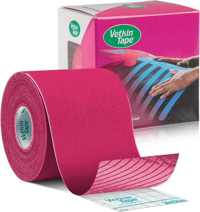VETKIN VetkinTape Canine & Equine Kinesiology Tape | Veterinary Medical Tape | Vet Wrap for Joint Support & Pet Care | Self Adhesive Bandage Wrap | Pink | 2.4in | (Pack of 1)
