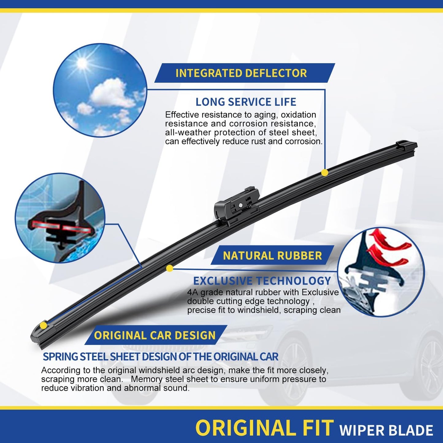 3 wipers Factory Replacement for Benz GL-Class 2013-2016 GL450 GL350 GL550 ML-Class 2012-2015 ML350 ML550 ML63 GLE-Class 2016-2017 Original Equipment Wiper Blades 26"+23"+12"(Set of 3) Top Lock