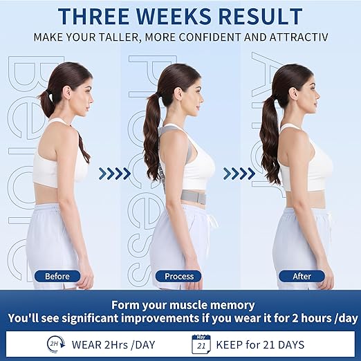 FORTEMOTUS Posture Corrector for Women Men - Back Straightener with Armpit Pad, Adjustable Posture Corrector Women Men, Upper & Lower Back Pain Relief, Targets Scoliosis, Hunchback, Hump, Thoracic, Spine,M Size,Grey