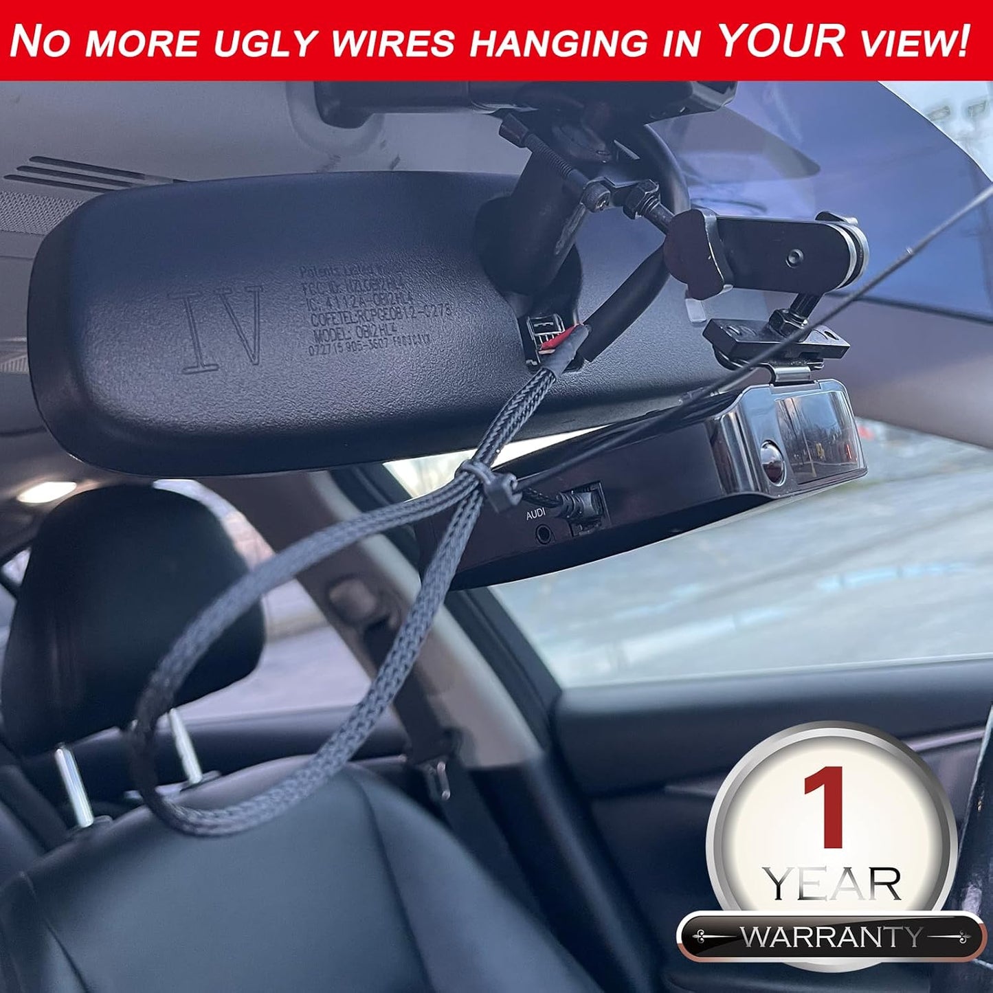 14" Upgraded Mirror Plug Wire Tap Radar Detector Hardwire Power Cord Kit for Escort Valentine One Uniden Beltronics, Mount RJ11 with Braided Set of 3