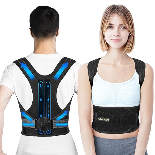 Lexniush Posture Corrector for Women/Men, Adjustable Upper Back Brace for Back Pain Relief, Lightweight Posture Support Straightener for Teenagers Boys Girls to Improve Slouch, Prevent Humpback, XL