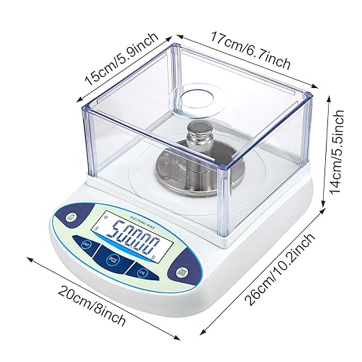 Lab Analytical Balance 500g x 0.001g Precision Digital Scale 0.001 Gram Accuracy Laboratory Scientific Milligram Scale Jewelry Scales with Windshield