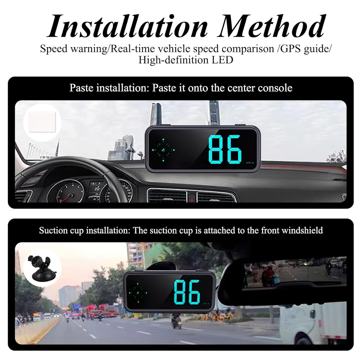 GPS Digital Speedometer for Car MPH, Universal HUD Speed Meter with LED Large Font, Plug Play for Car Truck Motor SUV Golf Cart All Vehicles (Digital Speedometer with Bracket)