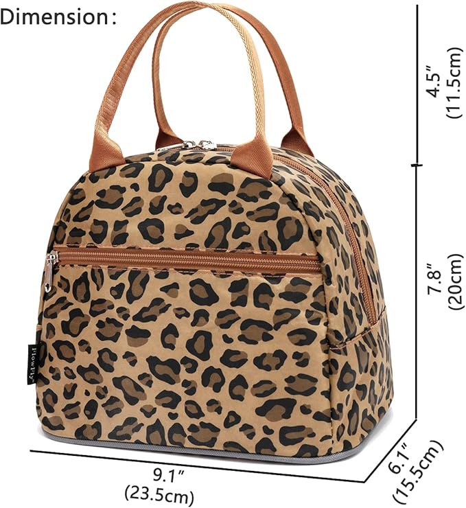 FlowFly Leopard Insulated Lunch Cooler Bag - Tote Organizer for Women/Men, Leopard