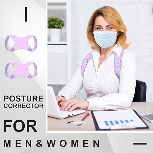 Posture Corrector for Women and Men, Adjustable Posture Back Brace Shoulder Brace, Discreet Under Clothes Design Back Support, Back Pain Relief for Improved Neck Support(Purple)