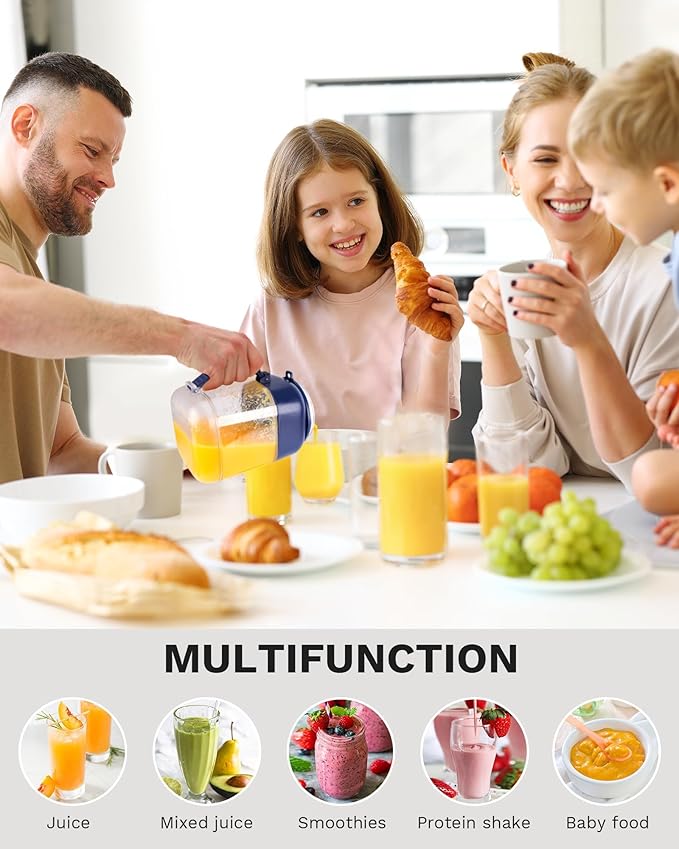 Portable Blender, Personal Size Blender with 10 Ultra Sharp Blades, USB Rechargeable Type-C, suitable for travel, picnic, office, and gym.