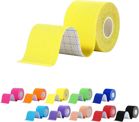 Pro Synthetic Kinesiology Tape 1 Roll, Athletic Sports Tape for Muscle Joint Support, Pain Relief for Knee Elbow Wrist Ankle, 2 in x 16.4 Ft, Yellow