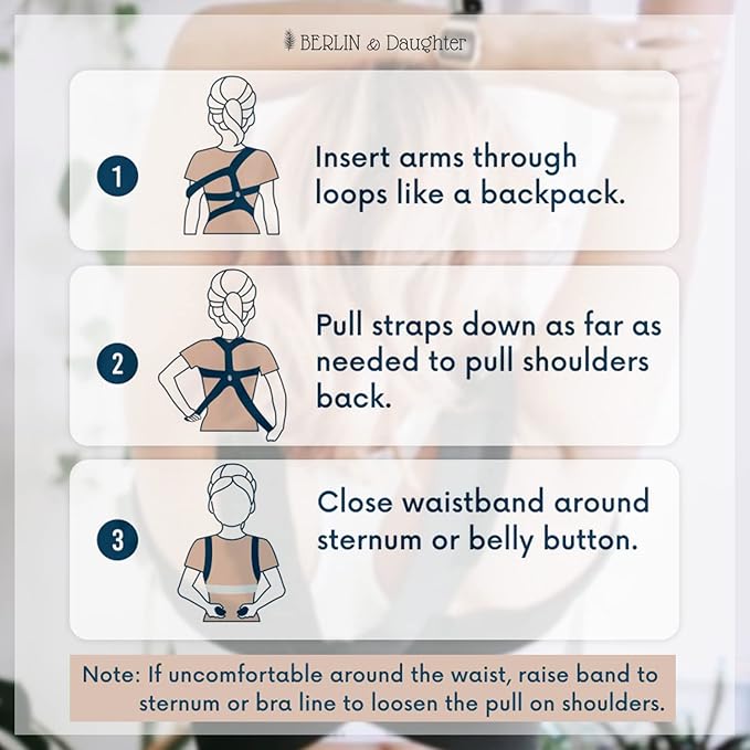 Berlin & Daughter Posture Corrector - Fully Adjustable Breathable Clavicle Chest Back Support Brace for Improves Posture & Provide Lumbar Support Back Pain Relief - Perfect for Men & Women - Large