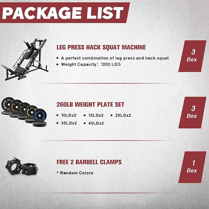 RitFit Adjustable Leg Press and Hack Squat Machine with Weight Plate Set, Professional Home Gym Equipment with Linear Bearings, Specialized for Complete Lower Body Workouts and Weight Storage Posts