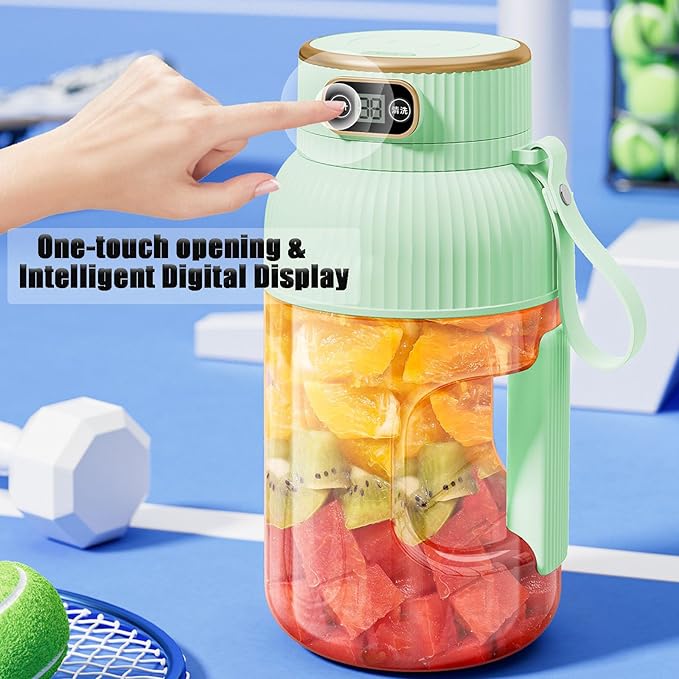 Juice Cup Blender Portable,Multifunctional Portable Juicer Cup,Portable Juicer Cup with Digital Display, Small Travel Blender for Shakes and Smoothies (Green)