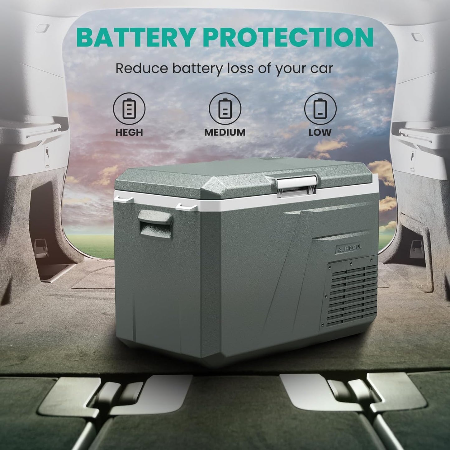 Alpicool 12V Refrigerator Freezer, Portable Refrigerator for Car with Dual Zone 42QT. Car Refrigerator Portable Freezer -4℉-68℉ RV Refrigerator Electric Cooler for Car Freezer Truck Outdoor Camping