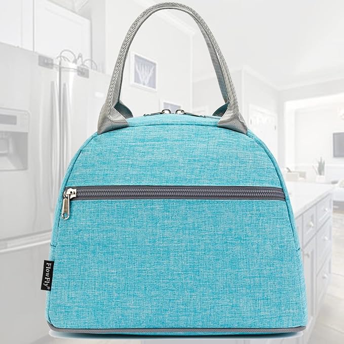 FlowFly Insulated Lunch Cooler Bag - Tote Bag Organizer for Women/Men, Sea Blue