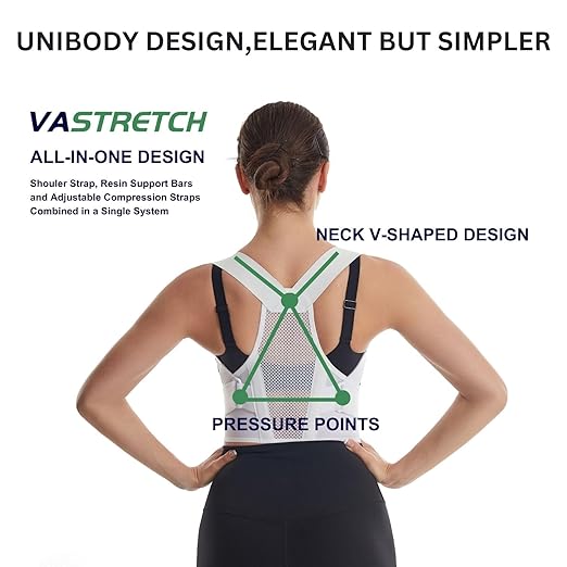 Posture Corrector for Women,Upper Back Pain Support,Slim & Adjustable Shoulder Brace - Back Brace for Back Pain Relief,Chest Pain Relief,White,Small