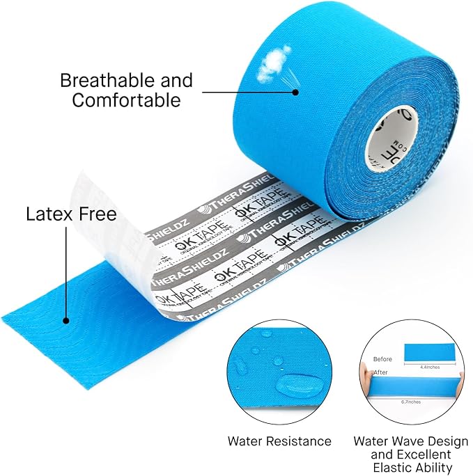 OK TAPE Regular Kinesiology Tape (4 Pack), Original Cotton Athletic Tape for Support Muscle Joint Knee, Sports Waterproof Tape Uncut Strips Latex Free, Hypoallergenic, 2in×16.4ft - Pink