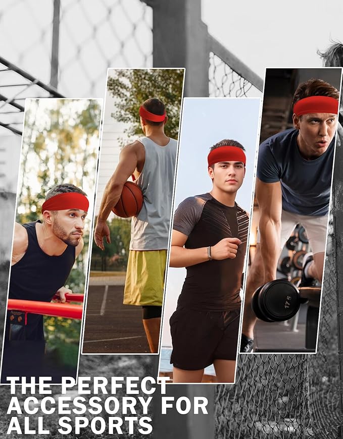 Headbands for Men & Women, Sweat Headband Non-Slip Sweatband Sports Running Cycling Yoga Basketball Workout Football Training