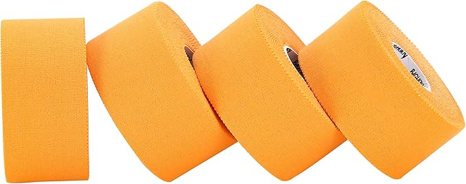 Bighorn Athletics Sports Tape | EZ-Tear Orange Athletic Tape for Wrist, Ankle & Foot Support | Zinc Oxide Infused & Latex-Free Adhesive, Breathable Cotton Fabric, 1.5-Inch x 45-Feet, 4 Rolls, Orange