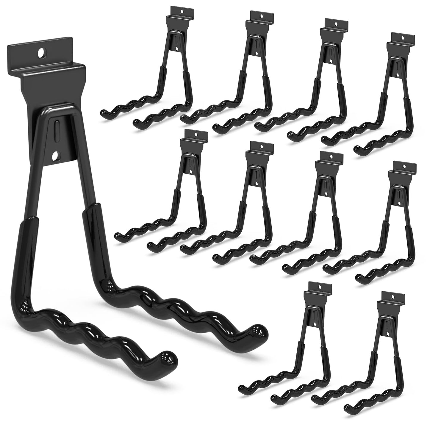 3-H Slatwall Accessories 10 Wave Hooks, Slatwall Hooks & Hangers, Slat Wall Hanging Hooks Heavy Duty, Proslat Accessories for Garage Storage Wall Panels Organzing Garden Tools Chairs Ladder(Black)