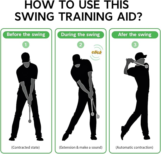 Retractable Golf Swing Training Aid - Golf Swing Trainer, Portable Grip Trainer for Indoor & Outdoor Practice, Improving Strength