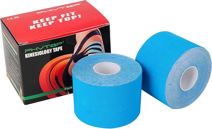 Kinesiology Tape 2" X 16.4', Sports Tape Athletic Kinesiology (2 Rolls Blue) Pain Relief of Muscles & Joint, Recovery Sports Injuries