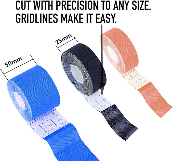 Kinesiology Tape Uncut Bulk Rolls Physical Therapeutic Tape for Sports/Athletic/Therepy 3-Pack 2 Inch x 16.4 Feet/ 1Inch x 16.4 Feet