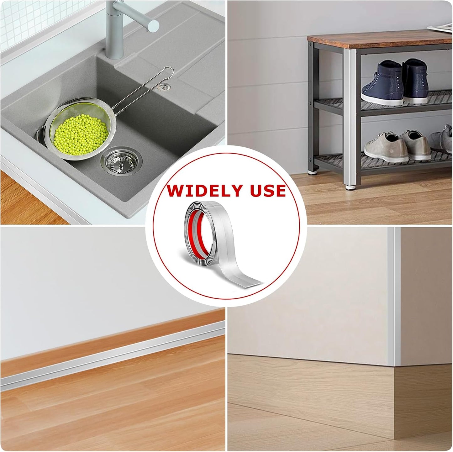 Flexible Wall Corner Protector Moulding Trim Peel and Stick Wall Corner Guards Edge Protector Self Adhesive Molding Trim Strip for Edge Ceiling (Silver, 1.6 in x 20 Ft)