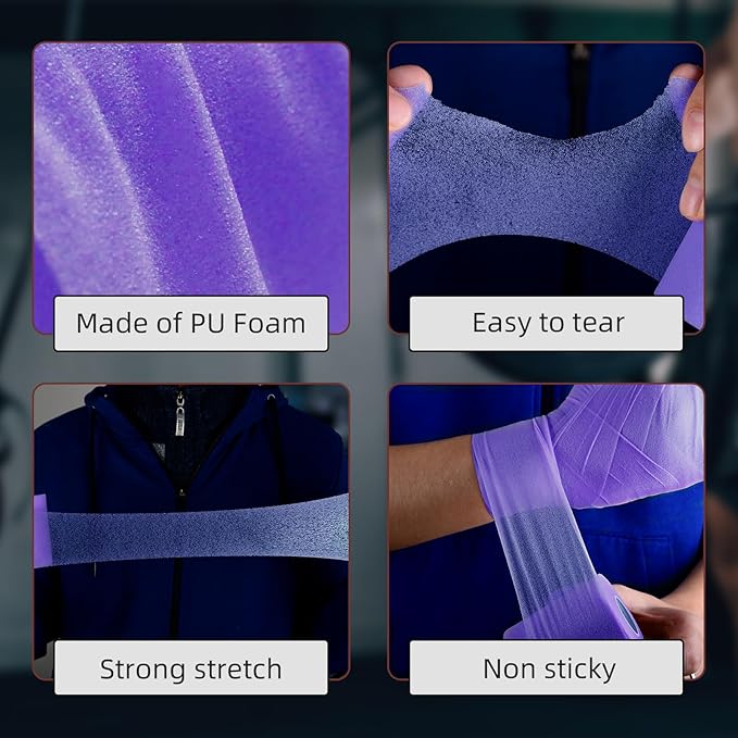 CKeep Pre Wrap Athletic, 3 Rolls Purple Prewrap Athletic Tape, Foam Underwrap Sports Wrap for Hair