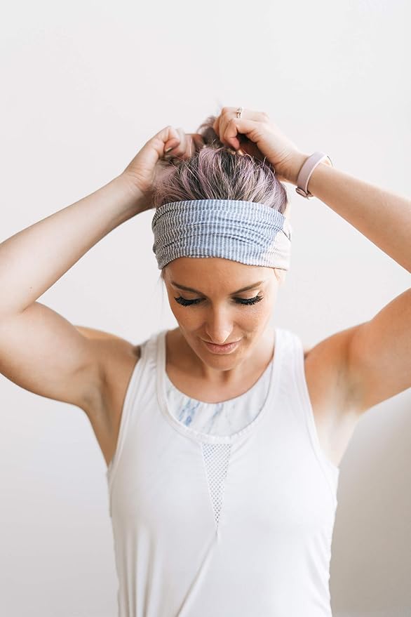 Maven Thread Workout Headbands for Women, 2Pack - 4 inch Thick Wide, Non Slip Sweatbands for Women, Ideal for Exercise, Gym Hairband for Athletic Workouts and Yoga, Black Marble