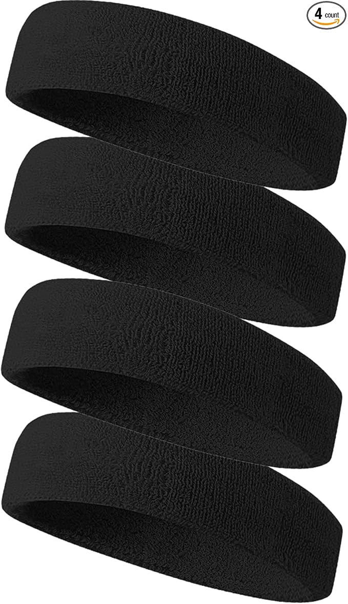 Tanluhu Sweatbands Sport Headbands for Men & Women,Terry Cloth Sweat Band for Tennis, Running, Basketball, Working Out, Execise - Athletic Sweat Cotton Headband Outdoor