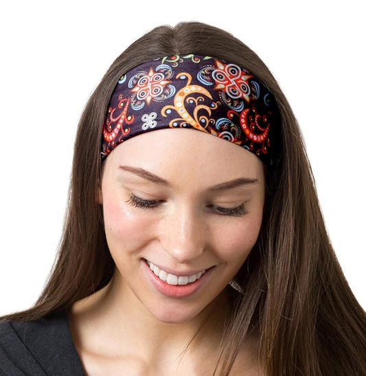 RiptGear Stretch Sport Headband for Women (Dark Unique) — Made of Non-Slip Sweat Wicking Fabric — Great for Yoga, Running or The Gym — Soft Headband That Fits Most Head Sizes — (1-Pack)