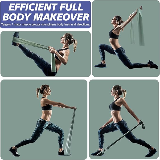 Workout Resistance Bands - Natural Latex Exercise Bands for Physical Therapy, Stretching, Yoga, Pilates, Strength Training & Home/Gym Fitness