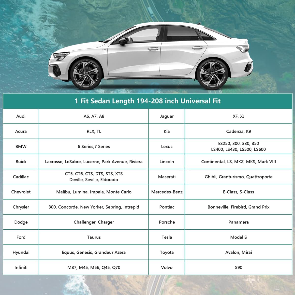 16 Layers Car Cover Waterproof All Weather, Heavy Duty Outdoor Car Cover Universal Fit Sedan Lexus ES350, Tesla Model S, Lincoln MKZ, Toyota Avalon, Jaguar XJ, Ford Taurus, BMW 740i etc.