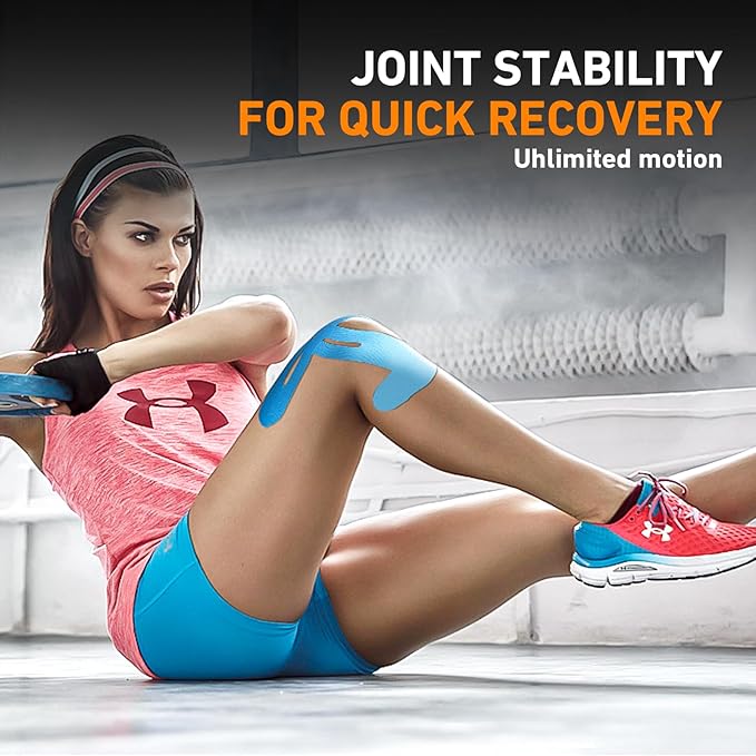 Kinesiology Tape for Knees Pre Cut, 12 PCS Upgrade KTQUICK Knee Tape For Knee Pain Relief Pre Cut, Original Cotton Knee Tape, Flexible & Durable Sports Tape for Support & Comfort During Workouts, Blue