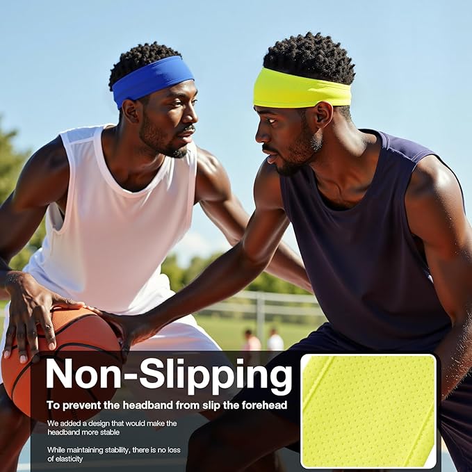 Braylin Men's Headband, 3-Pack Men's Sweatband, Sports Headband for Running, Cycling, Basketball, Fitness Workout, Unisex Headbands