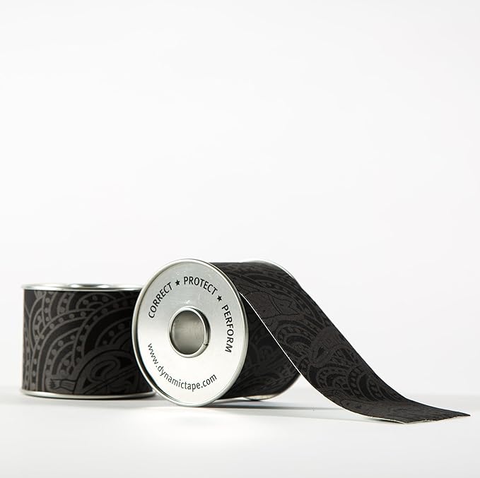 Dynamic Tape Eco | Biomechanical Adhesive Tape | Physio Tape for Knee, Ankle, Shoulder, Leg, Muscle Support | Sports Tape for Football, Rugby, Ideal for Athletes |Grey & Black - 2" (1)