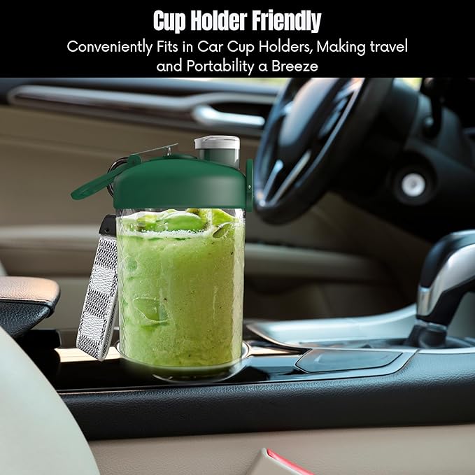 SSKAWorldwide Portable Blender - 21oz Smoothie Blender Rechargeable Small Blender with 6 Blades Personal Blender for Home Office Gym Sports and Travel (Green)