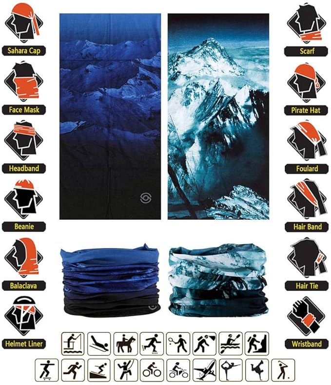 Headband Neck Gaiter Head Wrap Headwear Face Mask Magic Scarf Bandana for Men and Women