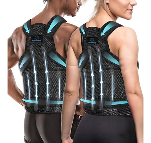 POWERLYNX Posture Corrector for Back Pain Relief. Adjustable Shoulder Straightener. Cross Training Belt for Men and Women. (Small)