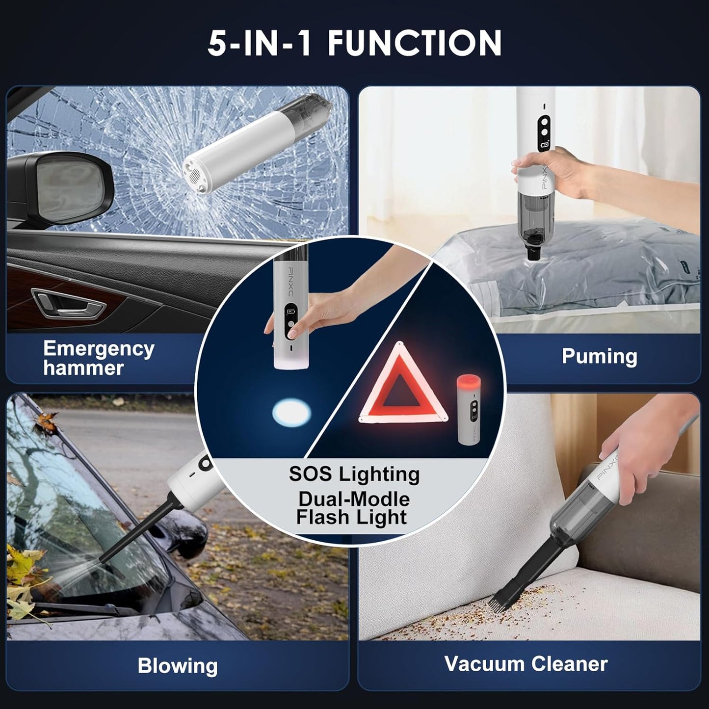 Mini Vacuum Cleaner Cordless 15000PA High Power,Handheld Car Vacuum, 5 in 1 Portable Vacuum for Car, Home & Pet Hair, Type-C Rechargeable, LED Display,Up to 30 Mins Runtime, Multi-Nozzles