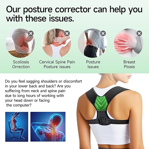 Posture Corrector for Men and Women, Adjustable Shoulder Brace, Invisible Back Support Brace Shoulder Straightener for Neck Shoulder & Upper Back Pain Relief, Large