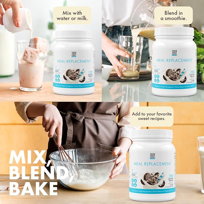 Yes You Can! Complete Meal Replacement - 15 Servings, 20g of Protein, 0g Added Sugars, 21 Vitamins and Minerals - All-in-One Nutritious Meal Replacement Shake (Cookies & Cream)