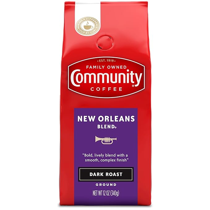 Community Coffee New Orleans Blend, Ground Coffee, Special Dark Roast, 12 Ounce Bag (Pack of 1)