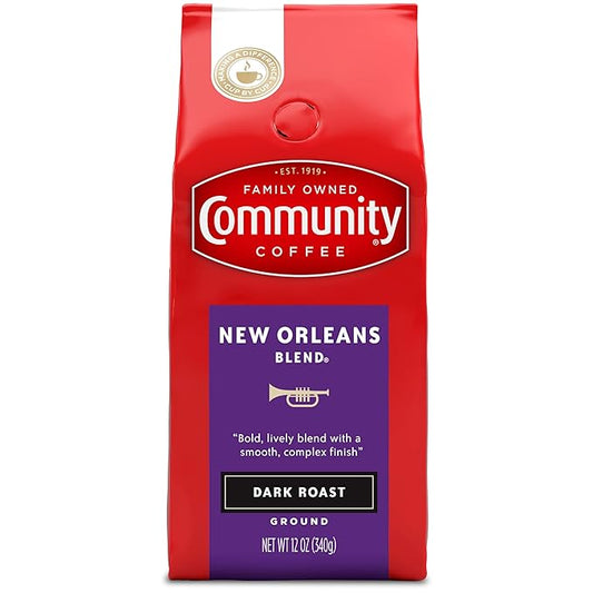 Community Coffee New Orleans Blend, Ground Coffee, Special Dark Roast, 12 Ounce Bag (Pack of 1)