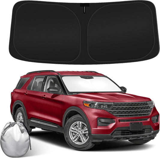 Car Windshield Sun Shade Compatible with 2020 2021 2022 2023 2024 2025 Ford Explorer Accessories Sunshade Custom for Explorer SUV ST XLT, Limited, Platinum Windshield Cover Sun Visor