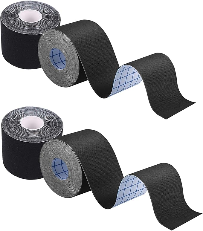 4 Rolls Kinesiology Tape, Waterproof Breathable Muscle Tape Athletic Elastic Tape 16.5ft Uncut Rolls for Knee Pain, Elbow & Shoulder Muscle for Sport Gym Fitness Running, Black
