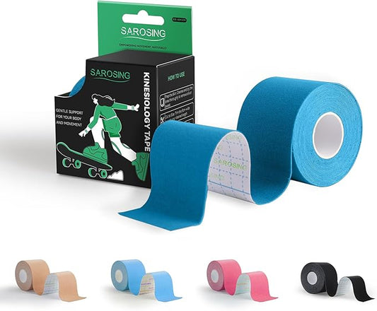 Kinesiology Tape for Knees | Sports Tape,Kinetic Tape, Elastic Athletic Tape for Protecting Knees, Shoulders | Waterproof Physio Tape and Hypoallergenic| 2" x 16 ft,Light Blue
