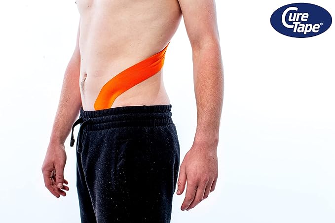 CureTape Sports | Kinesiology Tape for Muscle & Joint Pain | Elastic Therapeutic Tape | Waterproof Athletic Tape | Medical K Tape | 30% Stronger Adhesion | Orange | 2inx16ft | (Pack of 1)